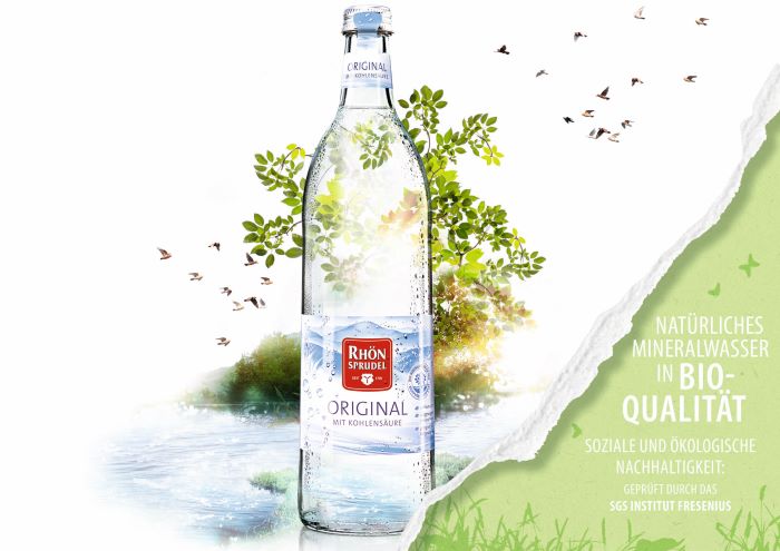 Premium mineral water in organic quality: MineralBrunnen RhönSprudel certified by SGS INSTITUT FRESENIUS